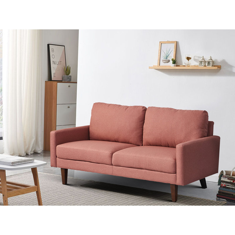 Canapé à accoudoirs carrés 71 po Chassia, Mélange de lin rose
