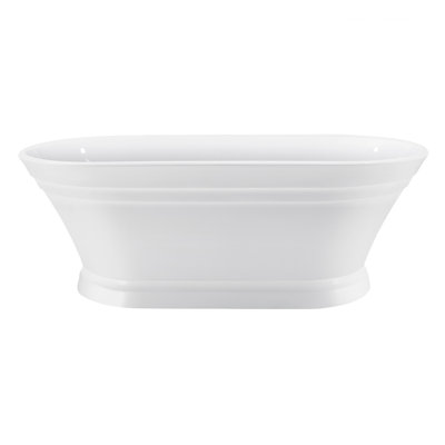 Kingston Brass Aqua Eden 67-Inch Acrylic Oval Double Ended Pedestal Tub with Drain (No Faucet Drillings)