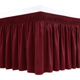 Wrap Around Bed Skirts For King & Cal King Beds 15" Drop, Navy Adjustable Elastic Dust Ruffles Easy Fit Wrinkle & Fade Resistant Silky Luxurious Fabric