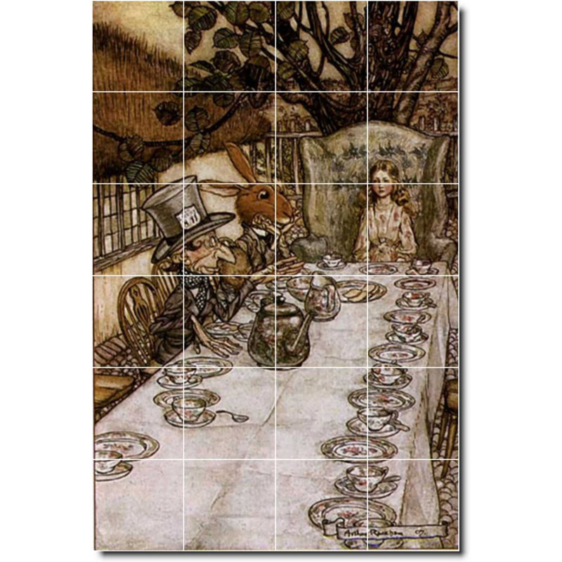 Carreau de céramique décorative 17 po x 25,5 po 4,25 po x 4,25 po, Illustration de Arthur Rackham W06838