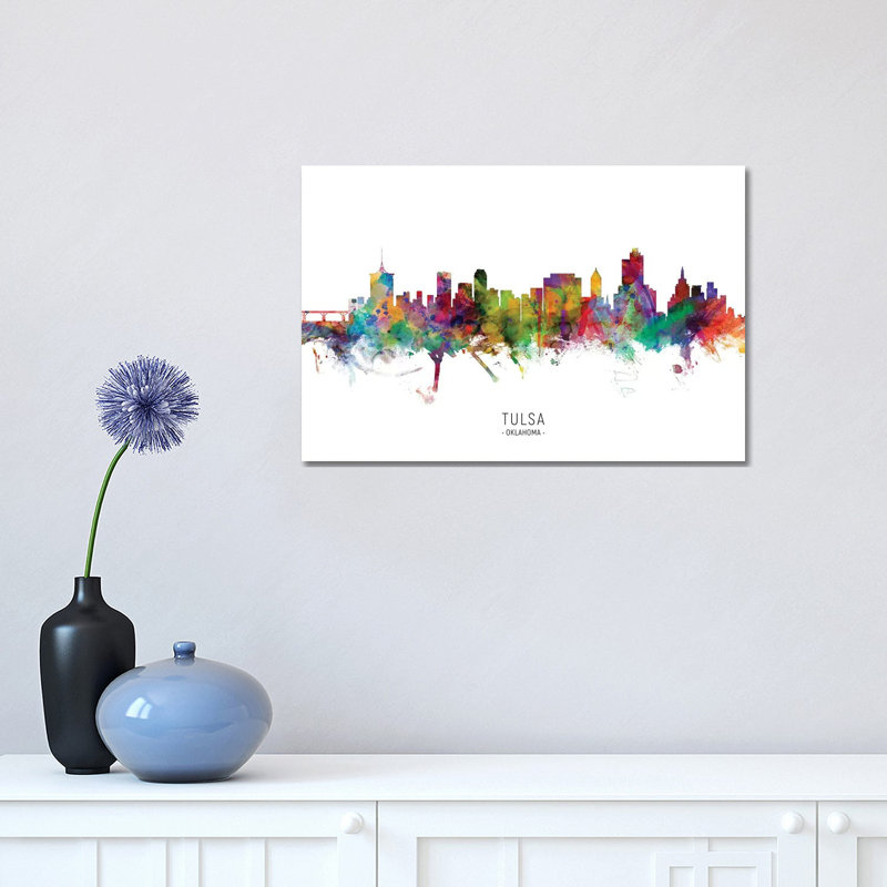 «Tulsa Oklahoma Skyline» par Michael Tompsett, impression sur toile tendue, H 12 po x l 18 po x 1,5 po