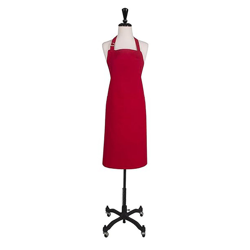 Solid Bib Apron, D-Ring Neck Tie, Cherry