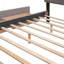 Lit plateforme tapissier avec 2 tiroirs et 1 lit gigogne simple TG, tissu de lin, grand lit - gris clair