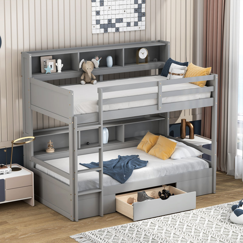 Guignard Twin Over Twin Standard Bunk Bed with Shelves