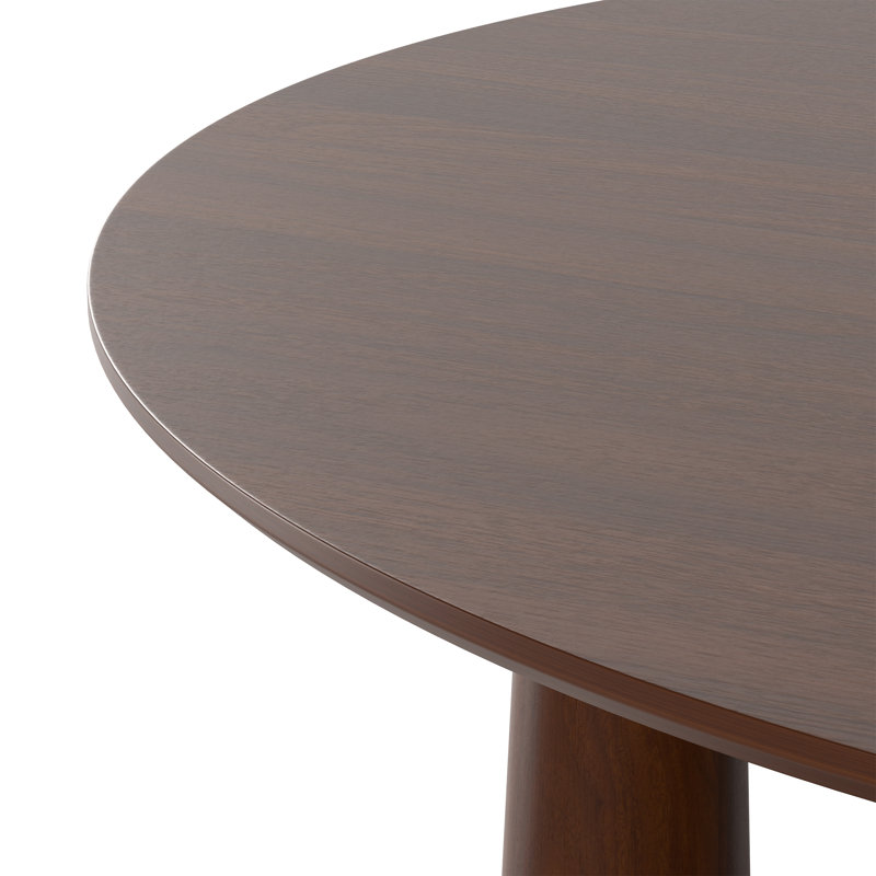 Caitlyn Soild Wood Round Dining Table with Four Leg, Walnut, 30"H x 59"L x 59"W