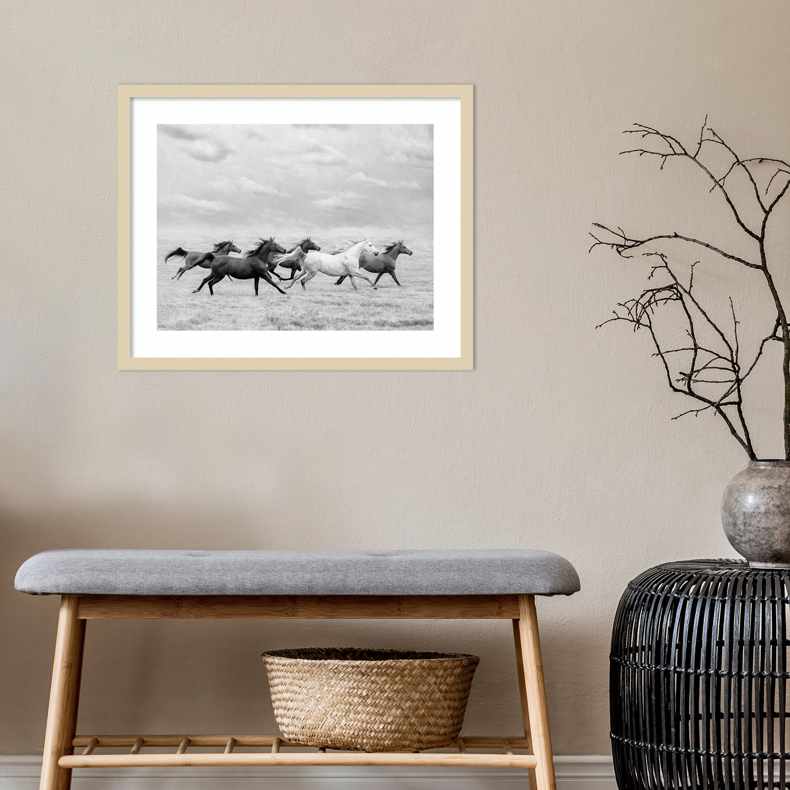 Horse Run I by PHBurchett, Brown, 20" H x 25" W