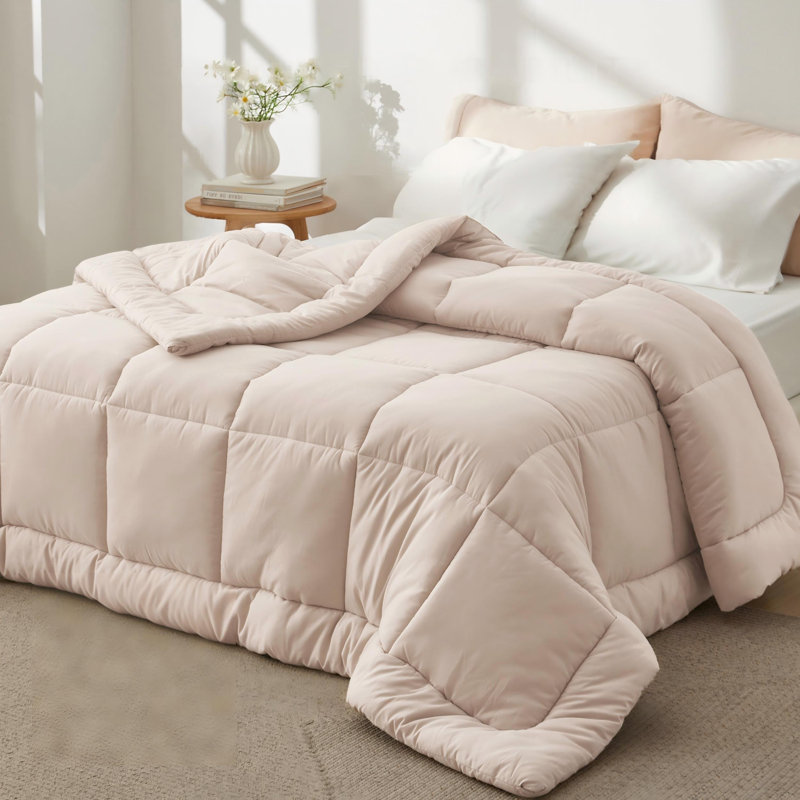 Bedsure Comforter Duvet Insert - Quilted Comforters, Beige, Queen Plus