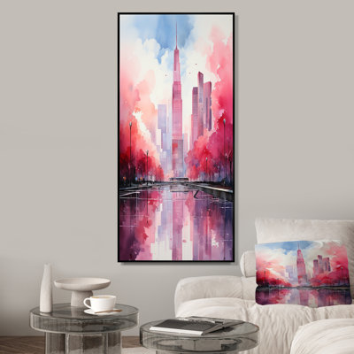 Rose et bleu, gratte-ciel de New York, art mural gratte-ciel