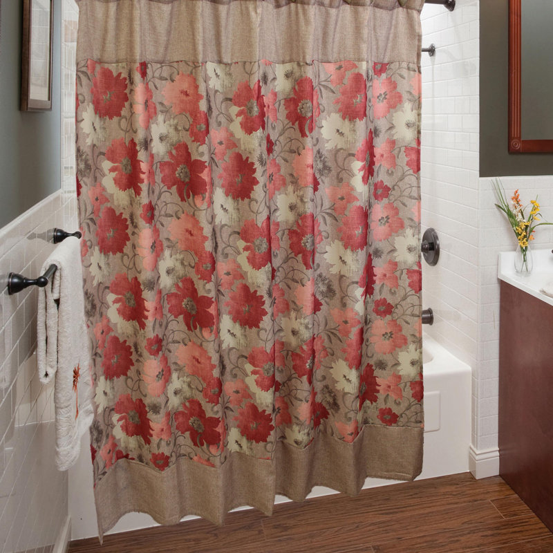 Floral Shower Curtain with Hooks Included