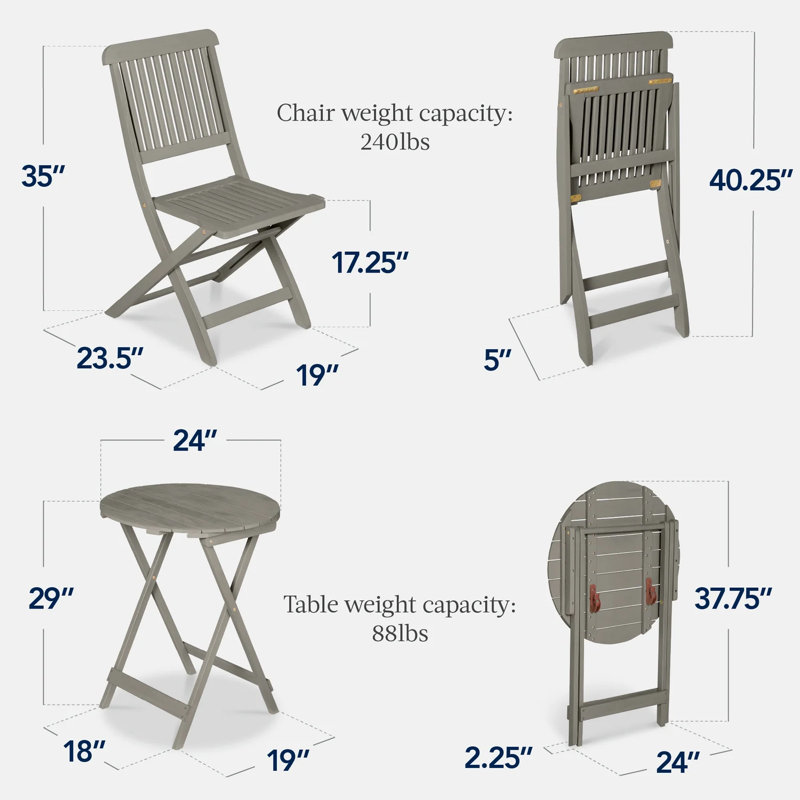 Wood Bistro Set, Gray