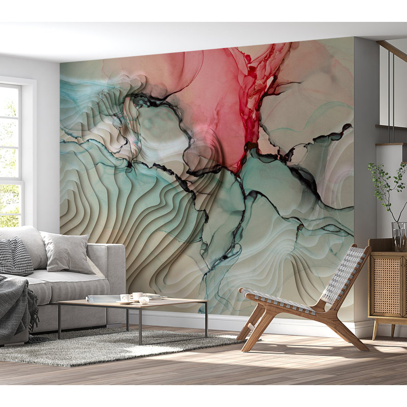 Papier peint abstrait - Composition d'encre 3D, L 82 po x l 118 po