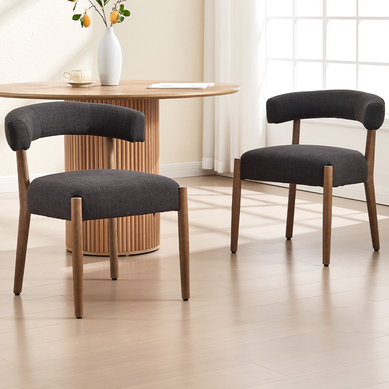Chaises de salle à manger rembourrées modernes avec dossier incurvé, avec structure en bois massif, pour la salle à manger / salon