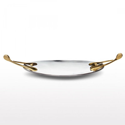 Metal Abstract Posh & Luxe Decorative Plate in Silver/Gold