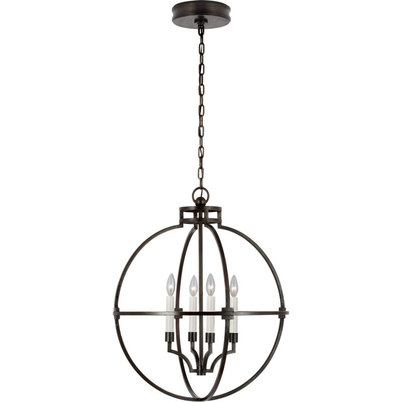Chapman & Myers Lexie Globe Lantern, Aged Iron, 17.5" H x 14" W x 14" D