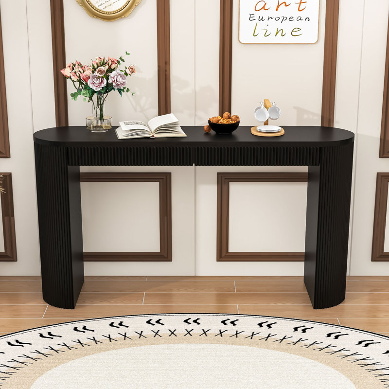 Console rustique avec deux tiroirs, Noir
