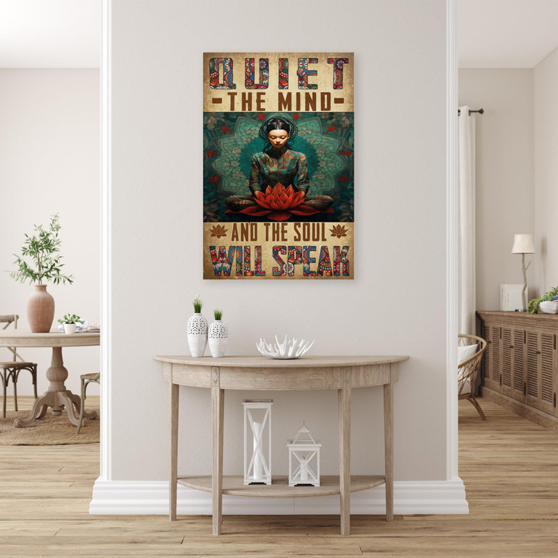 «Yoga Quiet The Mind», reproduction d'art graphique sur toile tendue, H 14 po x l 11 po x P 1,25 po