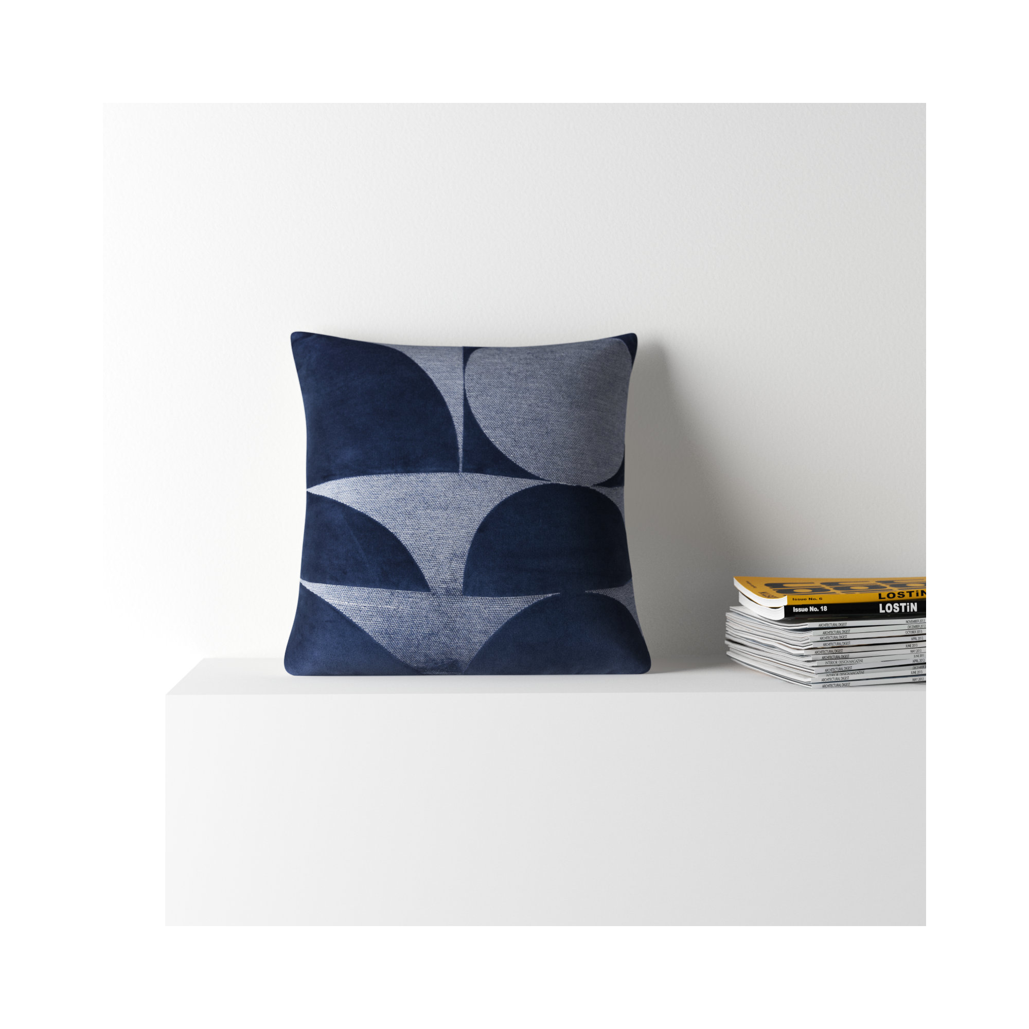 Joshelin Embroidered Cotton Throw Pillow, Blue