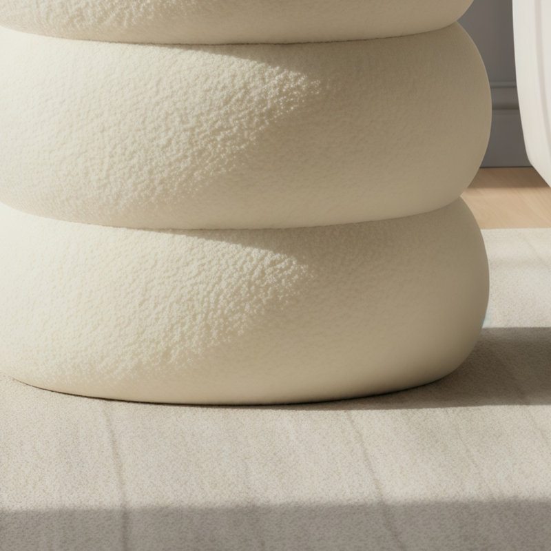 Cream-Colored Cloud Storage Ottoman
