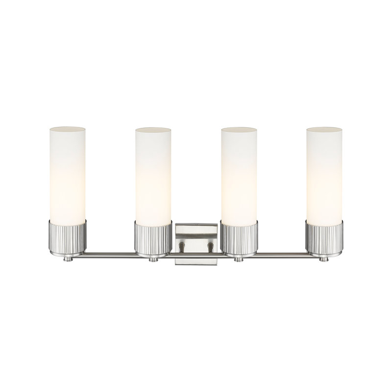 Éclairage pour meuble-lavabo mural 4 lumières 12 "Bolivar, Blanc, Nickel satiné