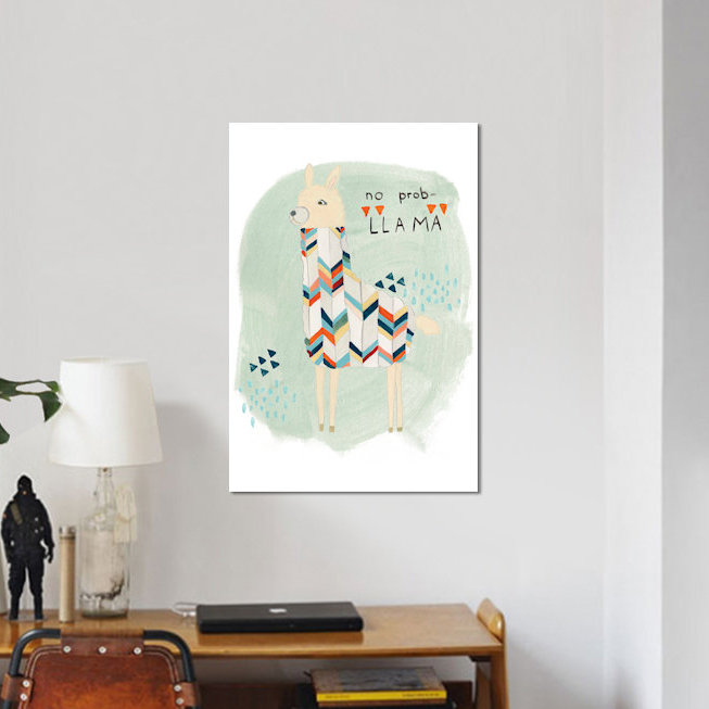«Llama Squad I», reproduction d'art sur toile tendue, H 26 po x l 18 po x P 1,5 po, Toile avec cadre noir, Pas de tapis