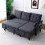 Chaise longue réversible en L gris foncé avec rangement, 3 places, coton pour bureau et appartement, décor idéal