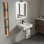 Lavabo de salle de bain mural LifeSky: meuble-lavabo peu encombrant avec porte-serviettes - Lavabo vasque moderne en céramique pour petites salles de bain et appartements