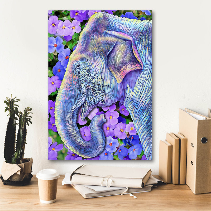  «Asian Elephant» par Tim Jeffs, art mural sur toile, H 26 po x l 18 po
