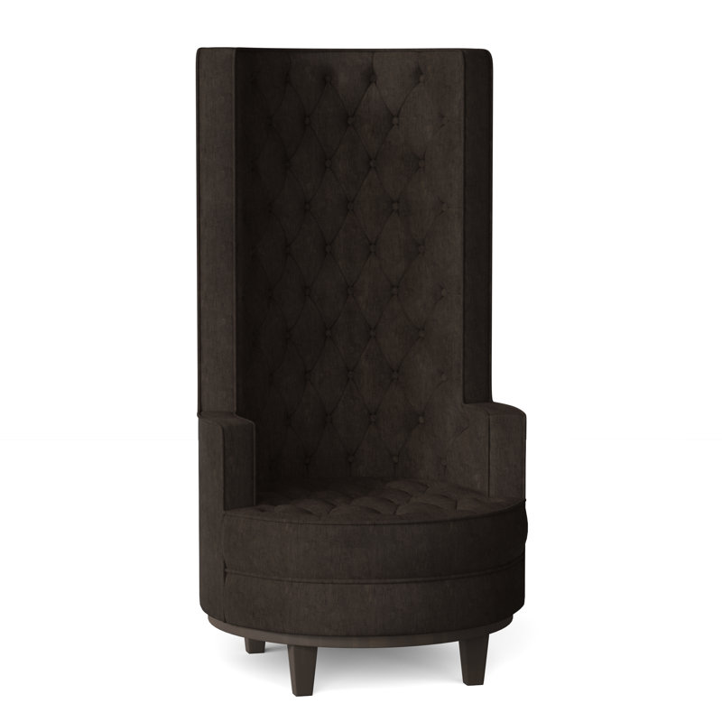 Norma Tufted Wingback Chair, Sachi Ricepaper, Brown Mahogany