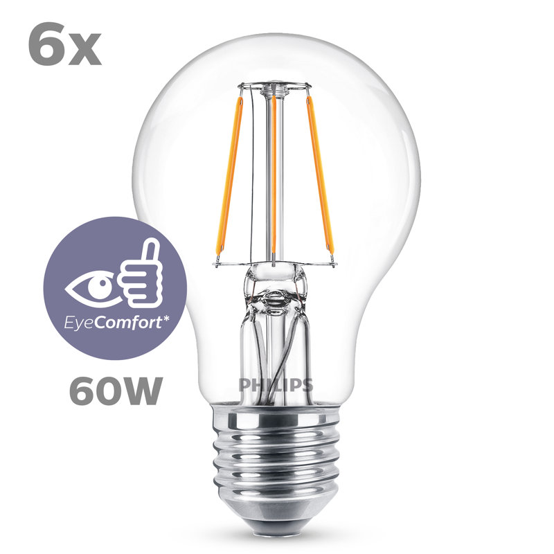 Philips LED Clear E27 Edison Screw 60W Warm White