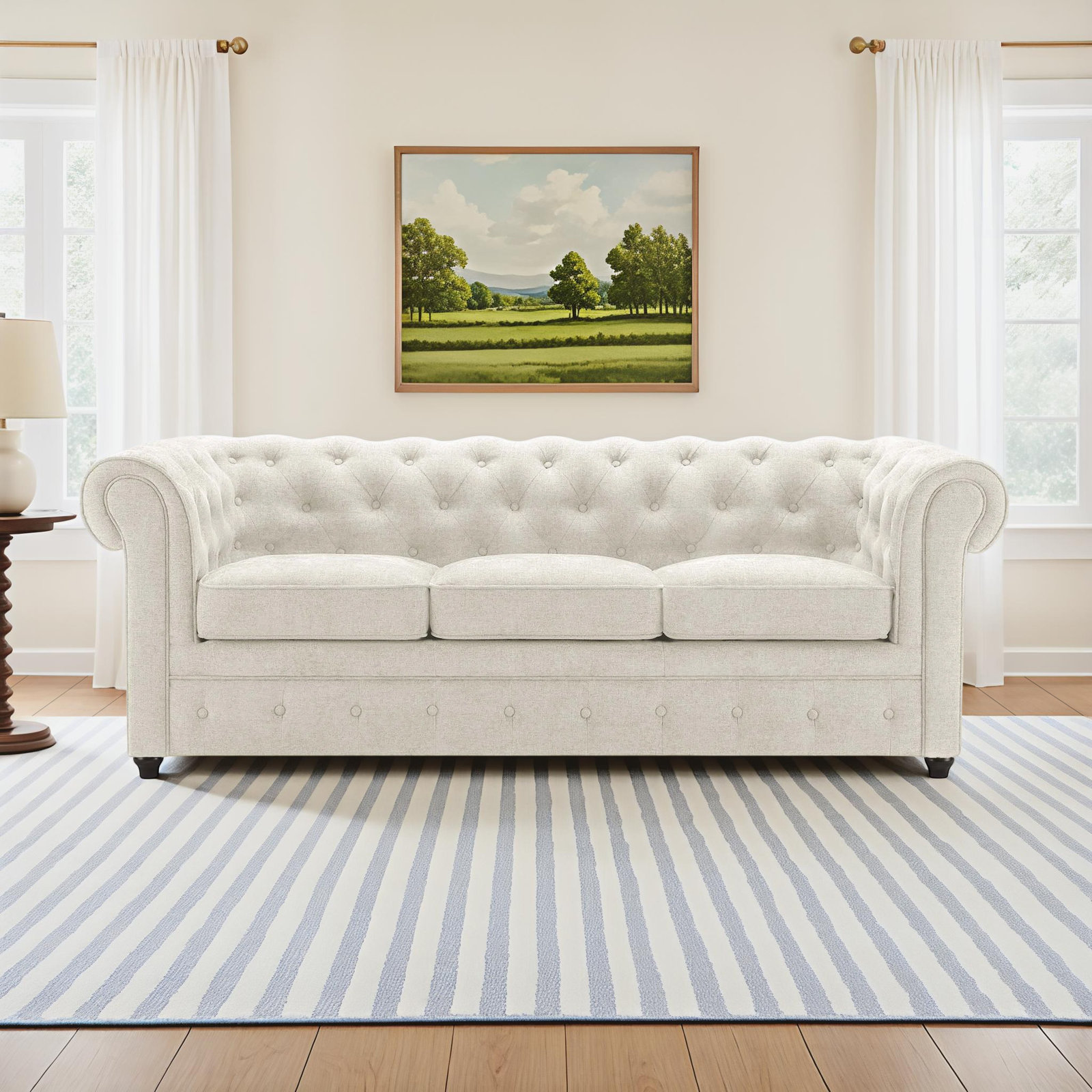Mason 79" Sofa Bed, Milo Linen Chenille