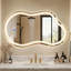 Miroir de salle de bain moderne à DEL asymétrique avec éclairage réglable anti-buée et 3 couleurs-1812131383-1812131387