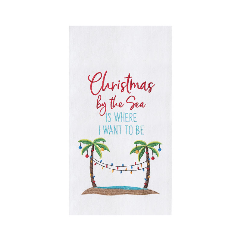 Torchon 100% coton Christmas By The Sea