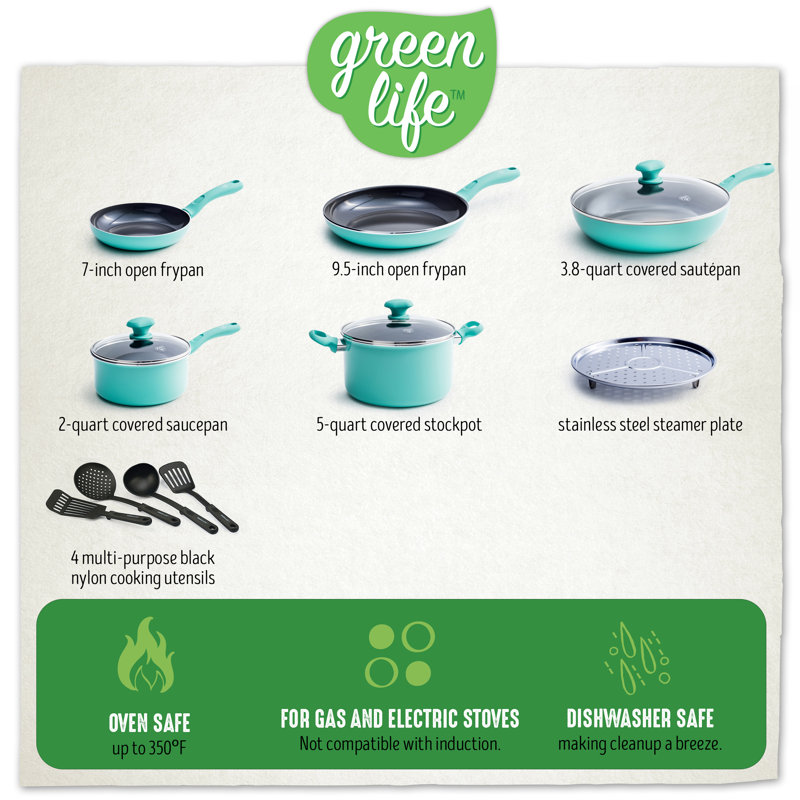 Turquoise Aluminum Non-stick 13-Piece Cookware Set