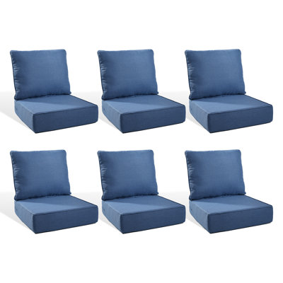 6" Outdoor Cushions For Patio Furniture, 22X24x6 Thick Seat Cushion Set Of 6, Fade Resistant Couch Chair Replacement Cushions High Density Deep Wicker Chair Cushion W/Removable Cover