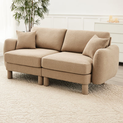 Relaxing 2 In Boucle Upholstery With Elegantly Curved And Quiet Space Modern Design Couch Dense Foam Spring Coil For Optimal Comfort