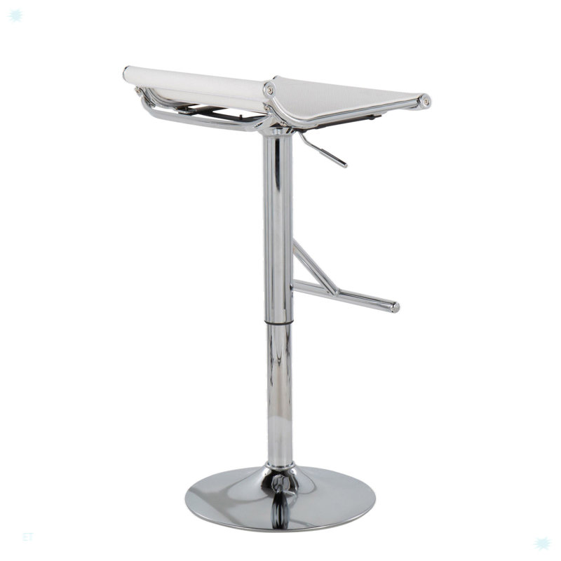Contemporary Adjustable Bar Stool, White