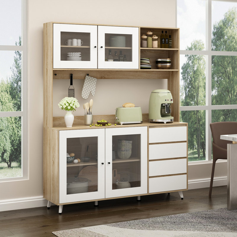74.8'' Kitchen Pantry, Natural/White