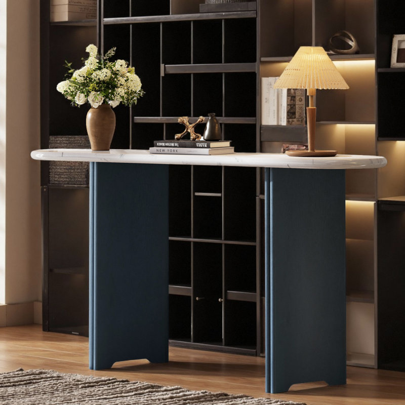 Console 54 po - Faux marbre rustique, Marine
