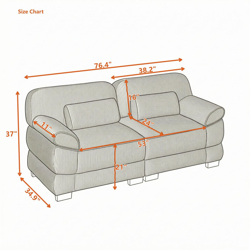Causeuse modulaire 2 places, Brun