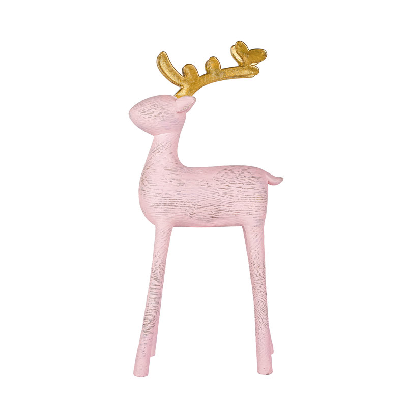 Décoration de renne en grain de bois 12 po The Holiday Aisle®, Rose