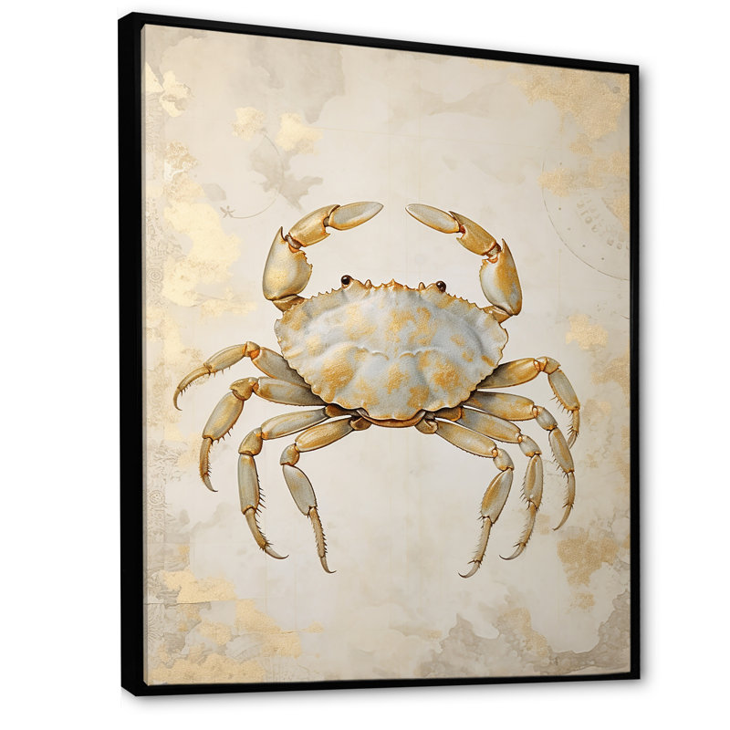 Minimalisme crabe, peinture II sur toile, Cadre flottant noir, H 32 po x l 24 po x P 1 po