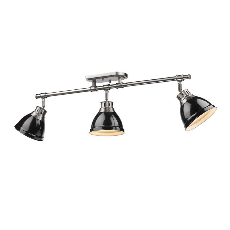 Ensemble d'éclairage sur rail de 35,375 po à 3 lumières Drakeford, Étain, Noir