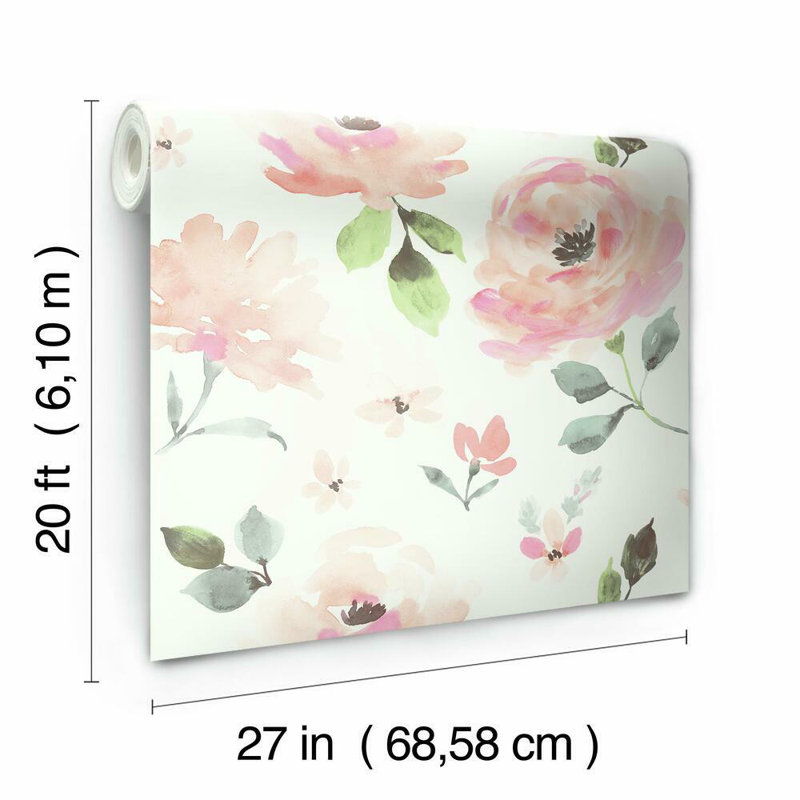 Susan Peel & Stick Floral Roll, Coral