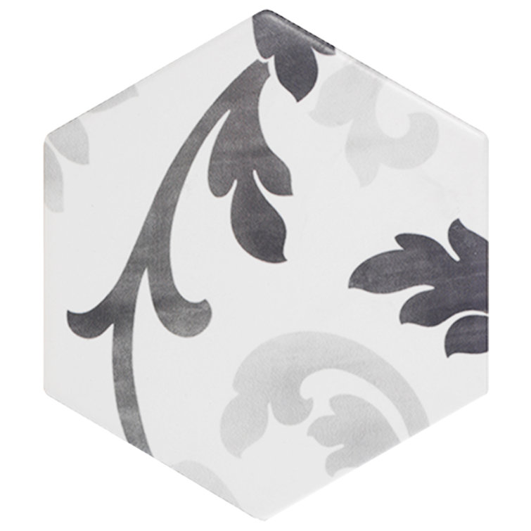 Geometric 6" x 7" Porcelain Patterned Floor Use Tile