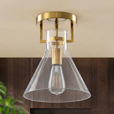 Burstyn 1-Light Modern Metal & Glass Flush Mount Ceiling Light for Hallway