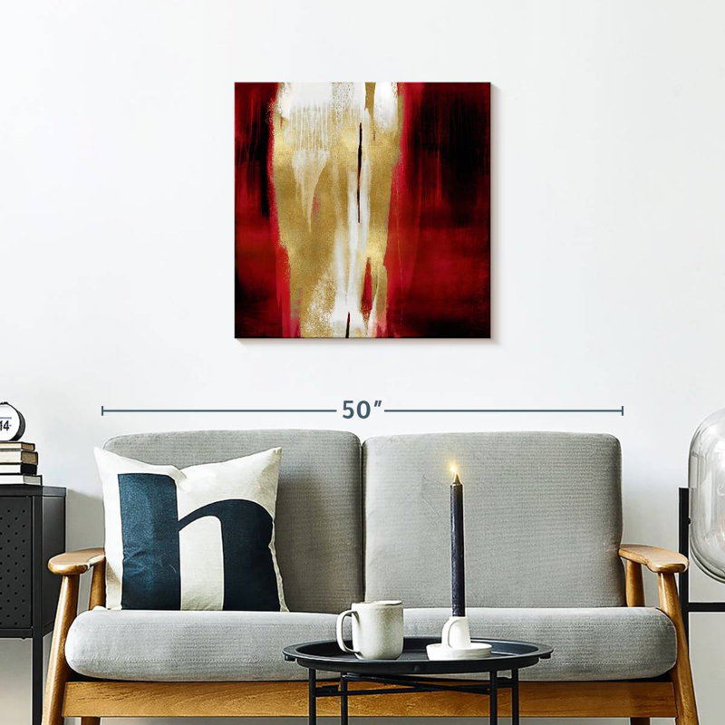 Free Fall Red With Gold I, 24" H x 24" W