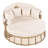 Outdoor Patio Rattan Round Daybed With Retractable Canopy, Wicker Furniture Round Poolside Sofa Sunbed With Removable Cushions, Backyard, Porch, Beige