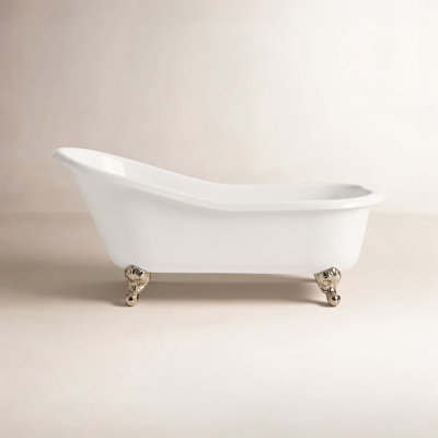 68" Freestanding Soaking Cast Iron Bathtub
