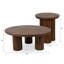 Ensemble de 2 tables rondes en bois naturel - Ensemble de tables basses de salon avec table de bout assortie, piédestal sculpté en bois de manguier massif pour un décor moderne - Noyer