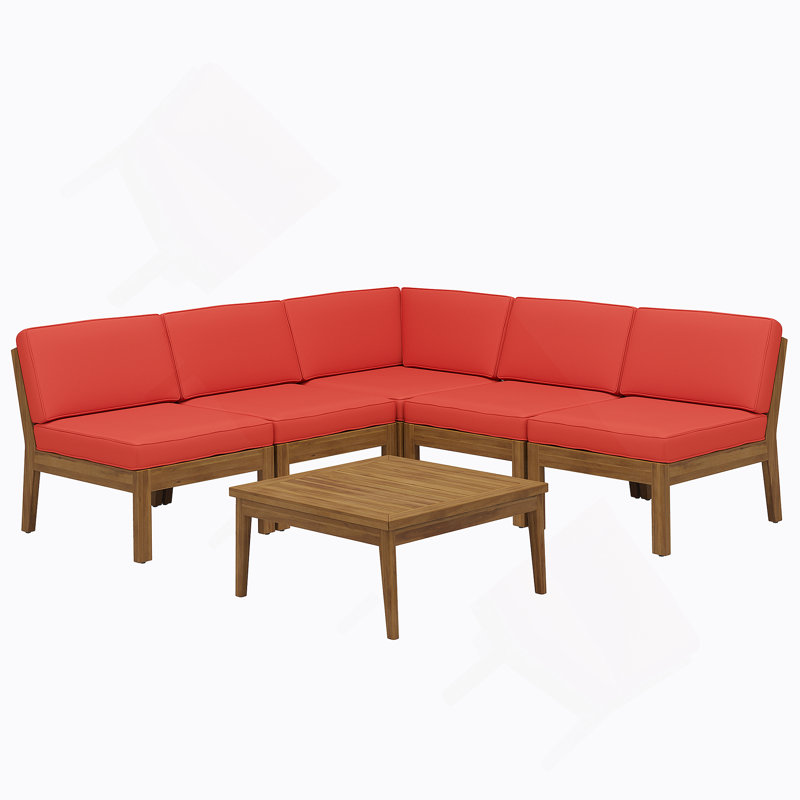 Wood Sectional Sofa With One Table